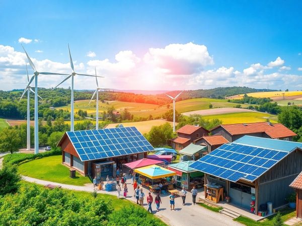Peisaj vibrant cu surse de energie regenerabila in Romania.